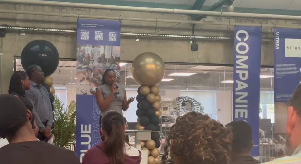 Sharon Adesola David speaking at the Keystone launch at Blue Garage
